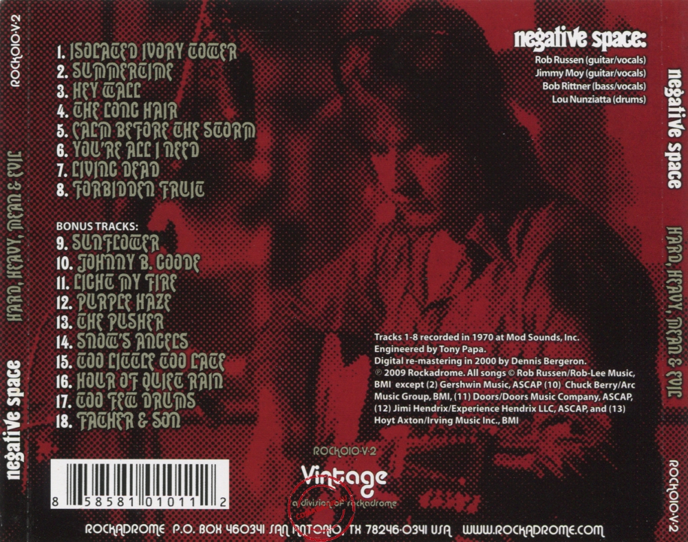 Audio CD: Negative Space (1970) Hard, Heavy, Mean & Evil Audio CD: Negative Space (1970) Hard, Heavy, Mean & Evil