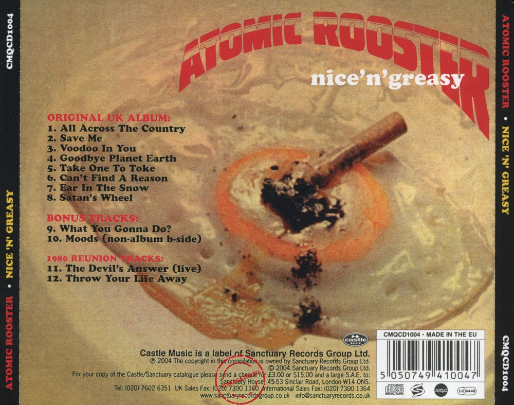 Audio CD: Atomic Rooster (1973) Nice 'N' Greasy Audio CD: Atomic Rooster (1973) Nice 'N' Greasy