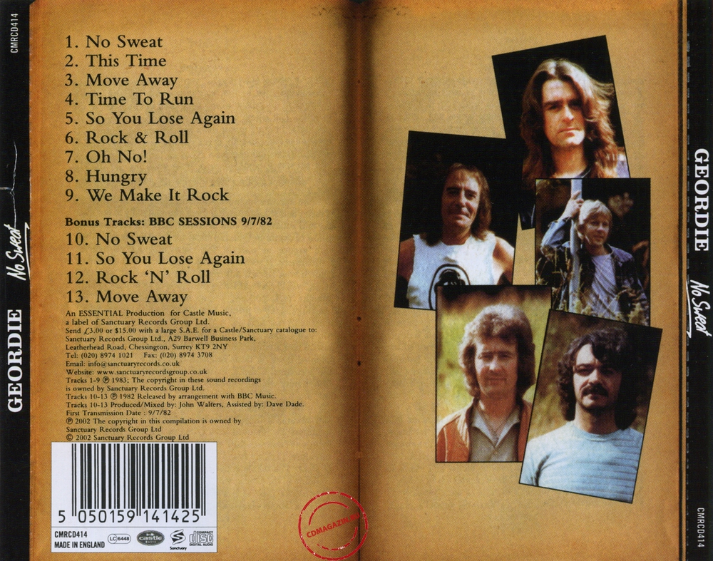 Audio CD: Geordie (1983) No Sweat Audio CD: Geordie (1983) No Sweat