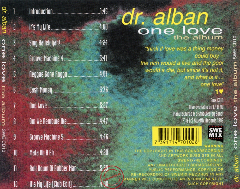 Audio CD: Dr. Alban (1992) One Love (The Album) Audio CD: Dr. Alban (1992) One Love (The Album)