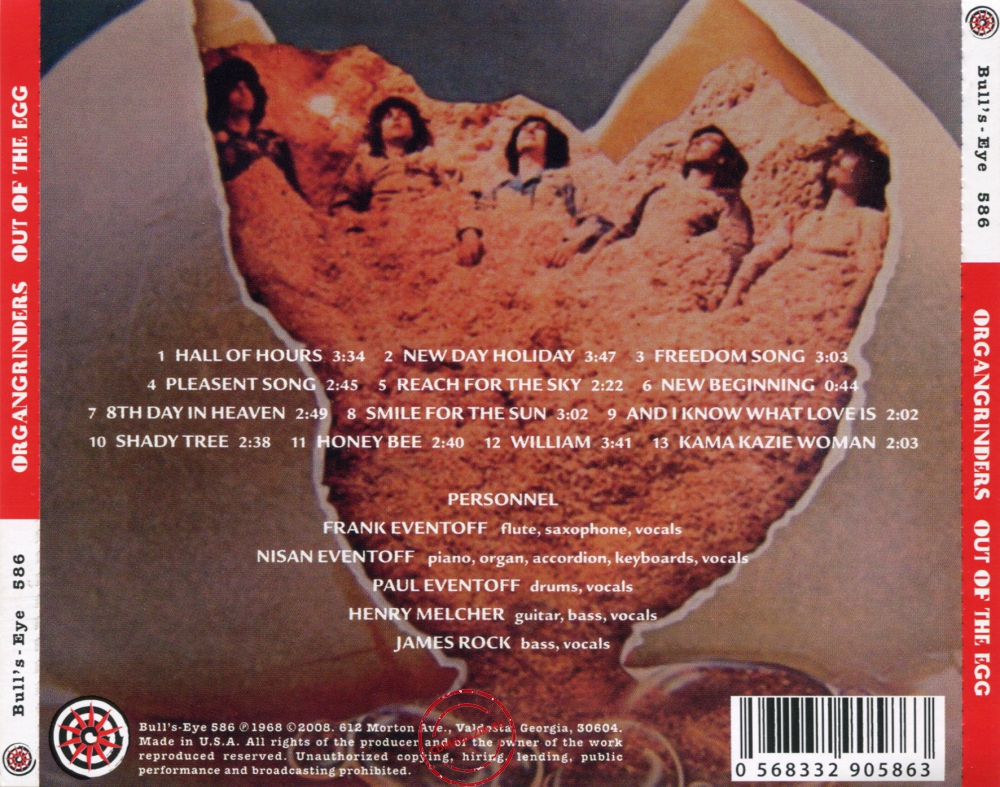 Audio CD: Organgrinders (1970) Out Of The Egg Audio CD: Organgrinders (1970) Out Of The Egg