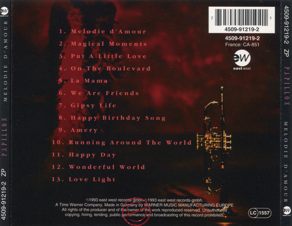 Audio CD: Papillon (12) (1993) Melodie D'Amour Audio CD: Papillon (12) (1993) Melodie D'Amour