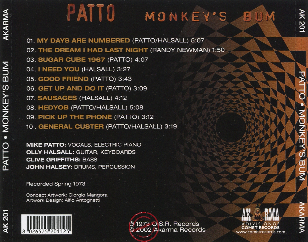 Audio CD: Patto (2) (1973) Monkey's Bum Audio CD: Patto (2) (1973) Monkey's Bum