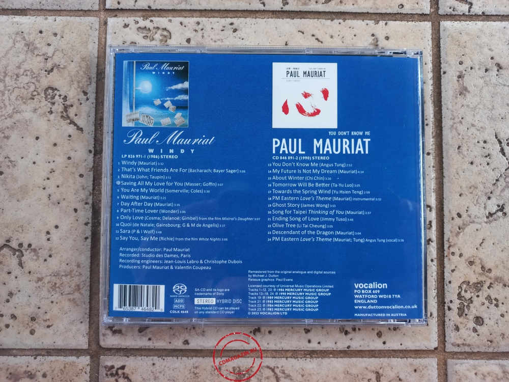 Audio CD: Paul Mauriat (1986) Windy + You Don't Know Me