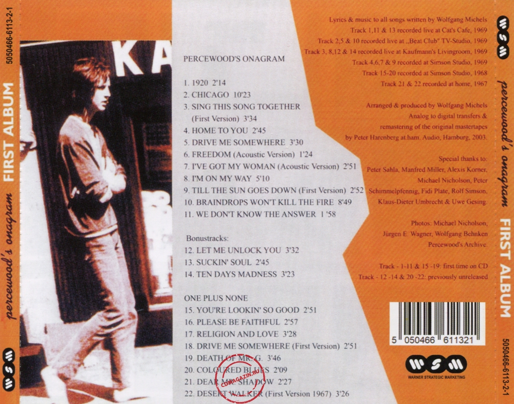 Audio CD: Percewood's Onagram (1969) First Album