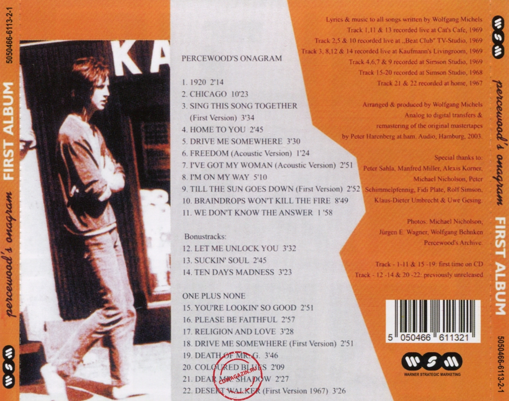 Audio CD: Percewood's Onagram (1969) First Album Audio CD: Percewood's Onagram (1969) First Album