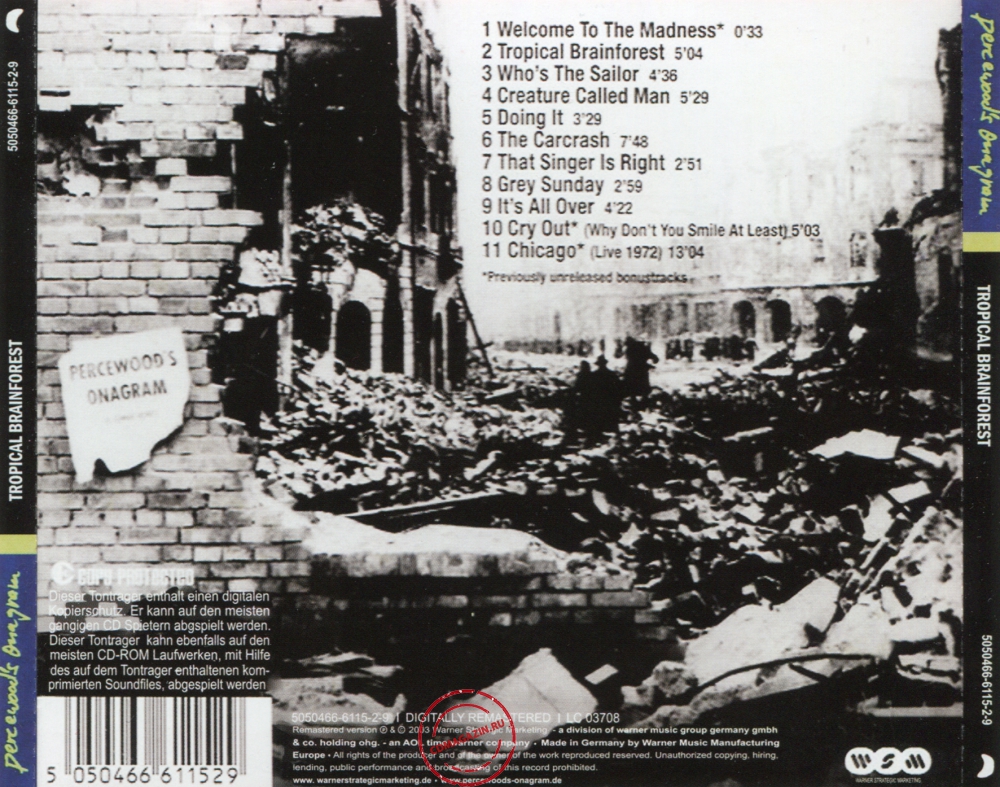 Audio CD: Percewood's Onagram (1972) Tropical Brainforest Audio CD: Percewood's Onagram (1972) Tropical Brainforest