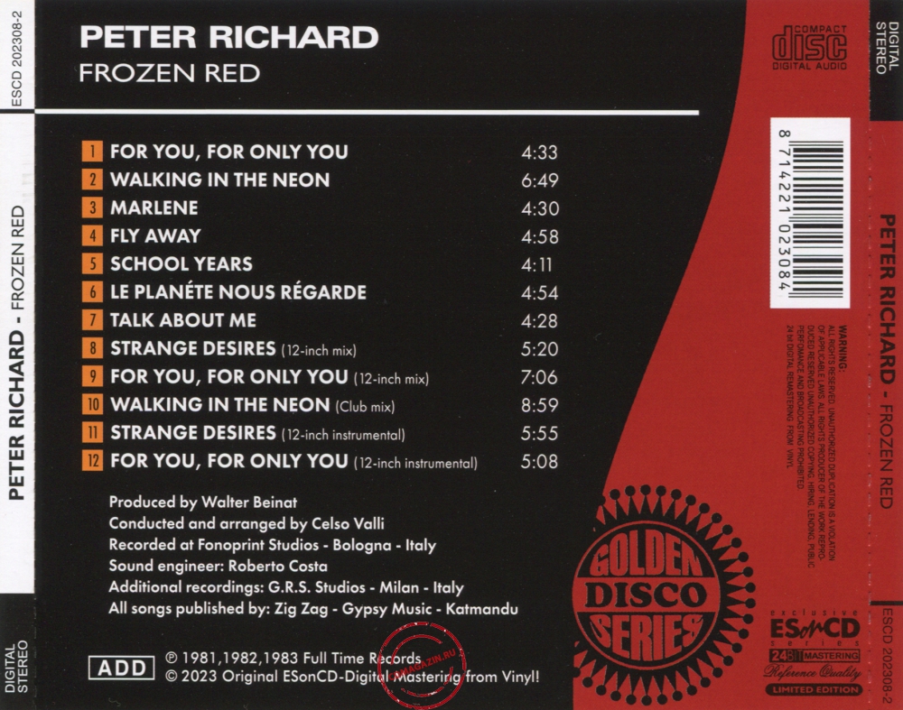 Audio CD: Peter Richard (1983) Frozen Red Audio CD: Peter Richard (1983) Frozen Red