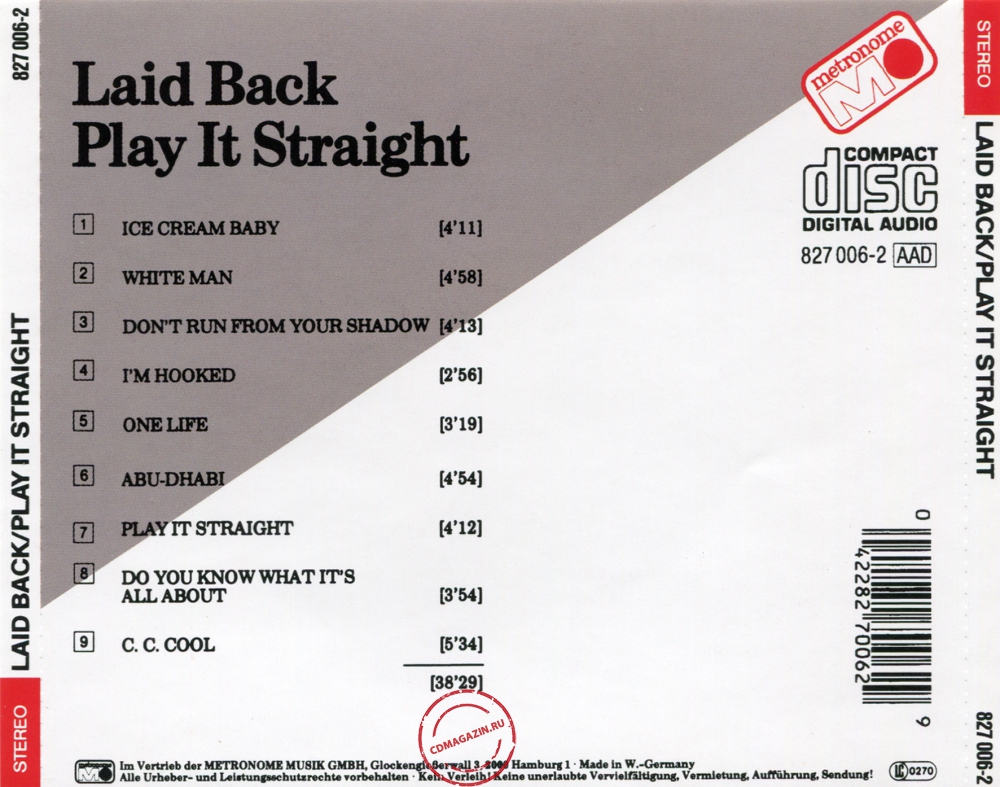 Audio CD: Laid Back (1985) Play It Straight