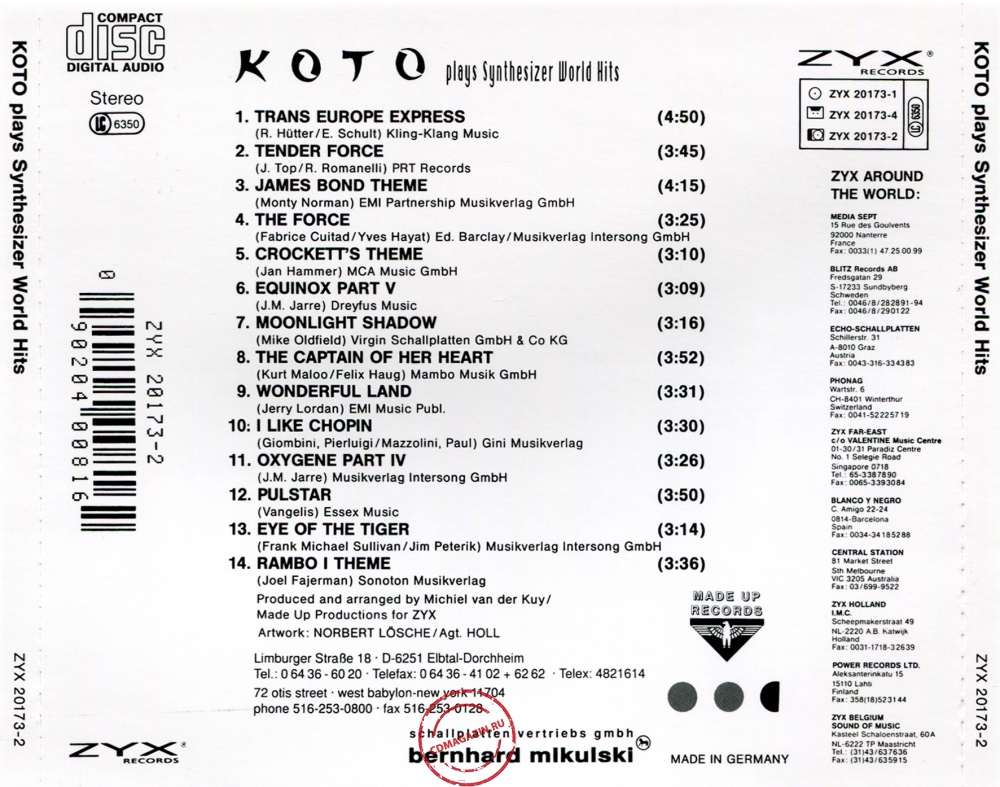 Audio CD: Koto (2) (1990) Plays Synthesizer World Hits Audio CD: Koto (2) (1990) Plays Synthesizer World Hits