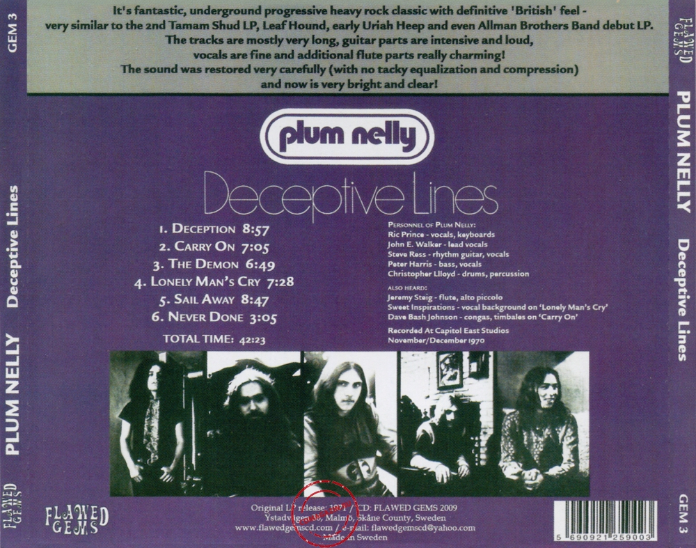 Audio CD: Plum Nelly (1971) Deceptive Lines Audio CD: Plum Nelly (1971) Deceptive Lines