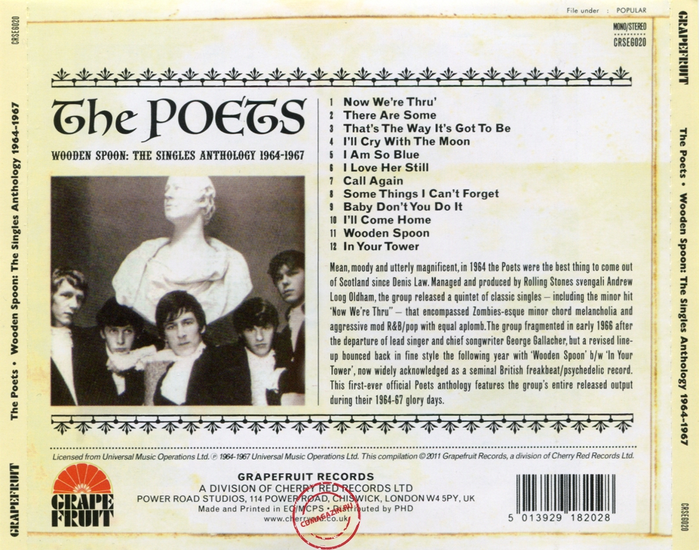 Audio CD: Poets (2) (2011) Wooden Spoon: The Singles Anthology 1964-1967 Audio CD: Poets (2) (2011) Wooden Spoon: The Singles Anthology 1964-1967