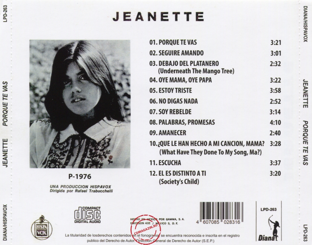 Audio CD: Jeanette (6) (1976) Porque Te Vas