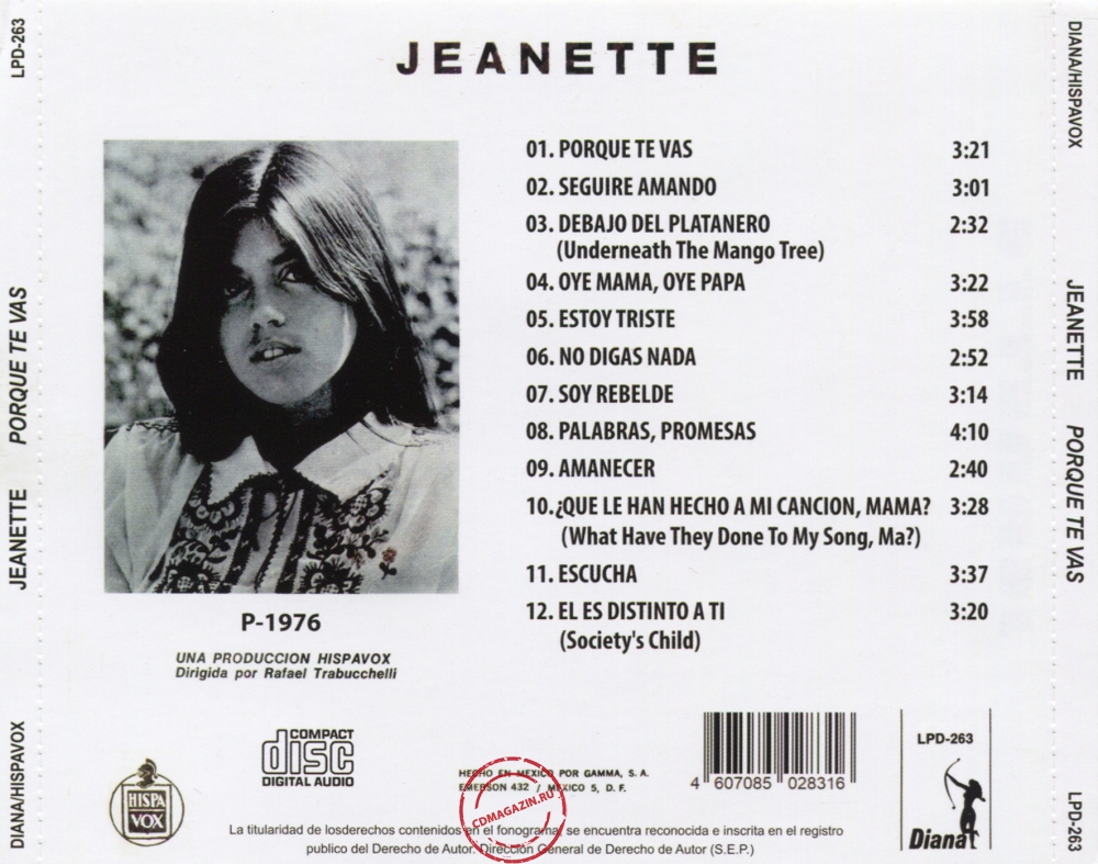 Audio CD: Jeanette (6) (1976) Porque Te Vas Audio CD: Jeanette (6) (1976) Porque Te Vas