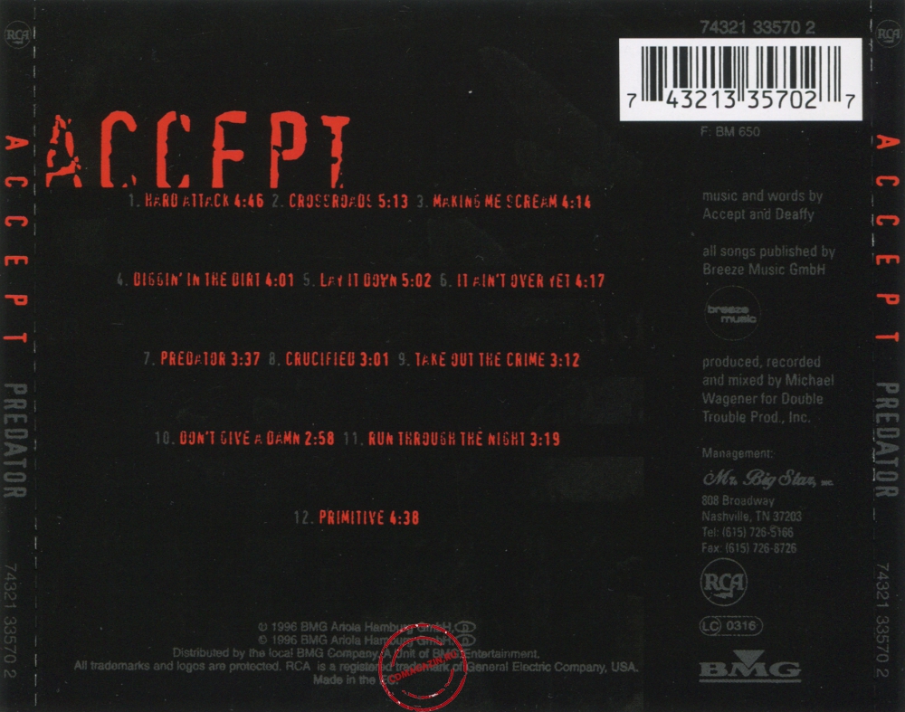 Audio CD: Accept (1996) Predator