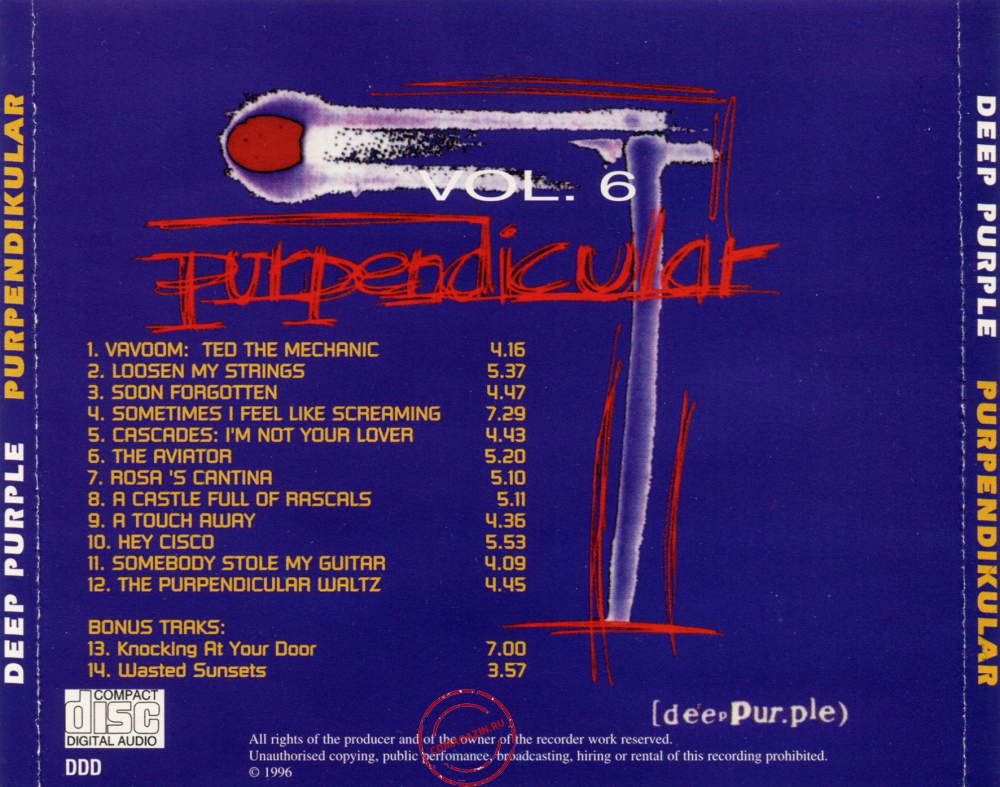 Audio CD: Deep Purple (1996) Purpendicular
