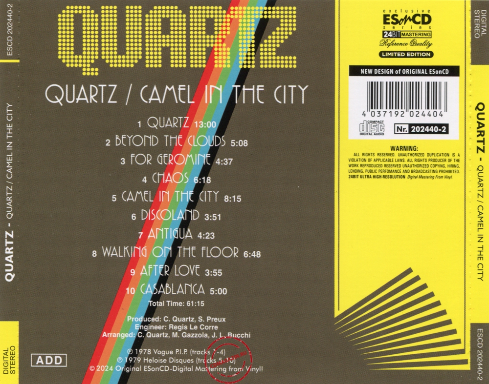 Audio CD: Quartz (4) (1978) Quartz + Camel In The City Audio CD: Quartz (4) (1978) Quartz + Camel In The City