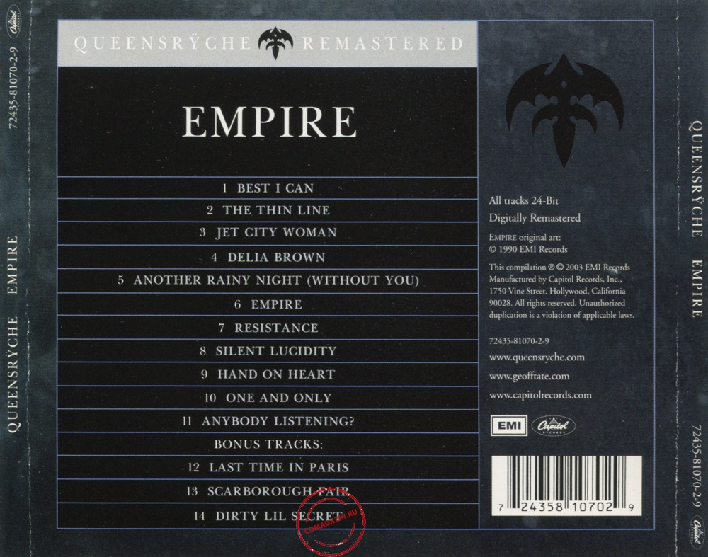 Audio CD: Queensryche (1990) Empire Audio CD: Queensryche (1990) Empire