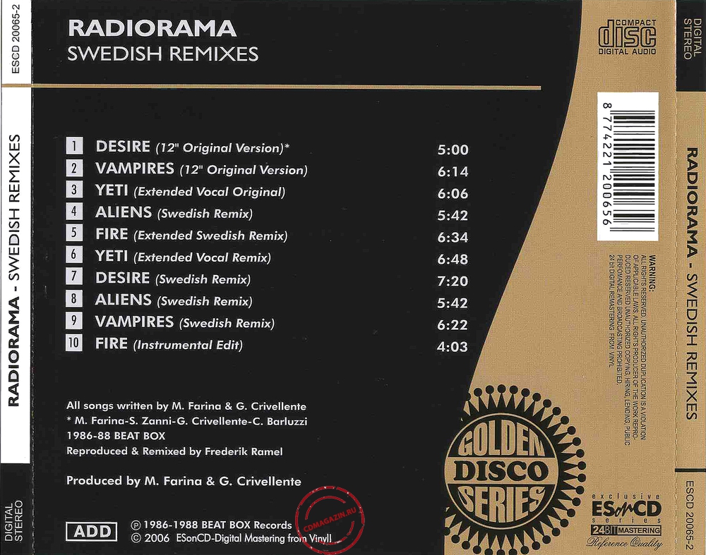 Audio CD: Radiorama (2006) Swedish Remixes Audio CD: Radiorama (2006) Swedish Remixes