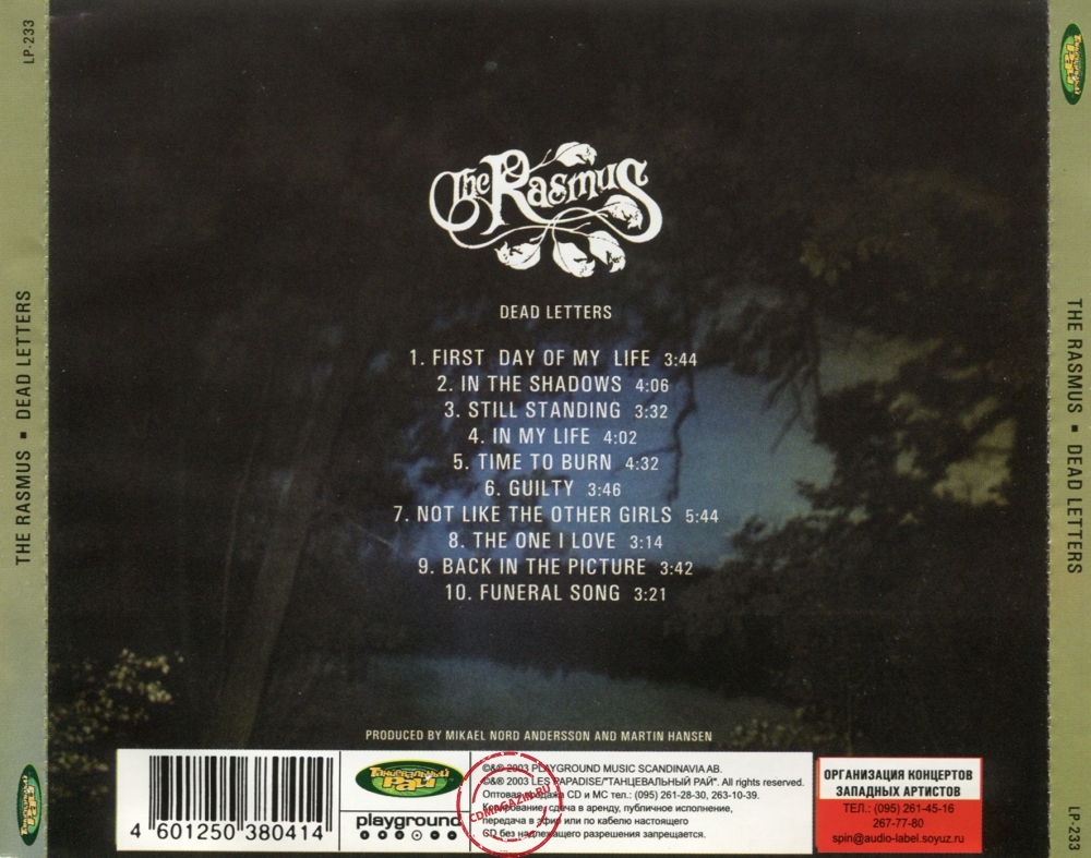 Audio CD: Rasmus (2003) Dead Letters Audio CD: Rasmus (2003) Dead Letters