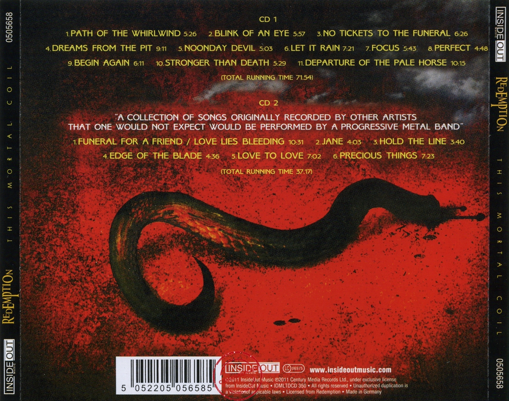 Audio CD: Redemption (10) (2011) This Mortal Coil