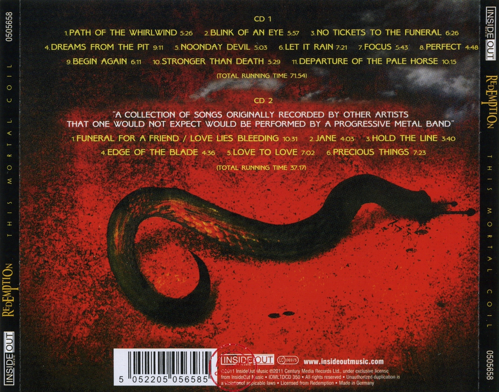 Audio CD: Redemption (10) (2011) This Mortal Coil Audio CD: Redemption (10) (2011) This Mortal Coil