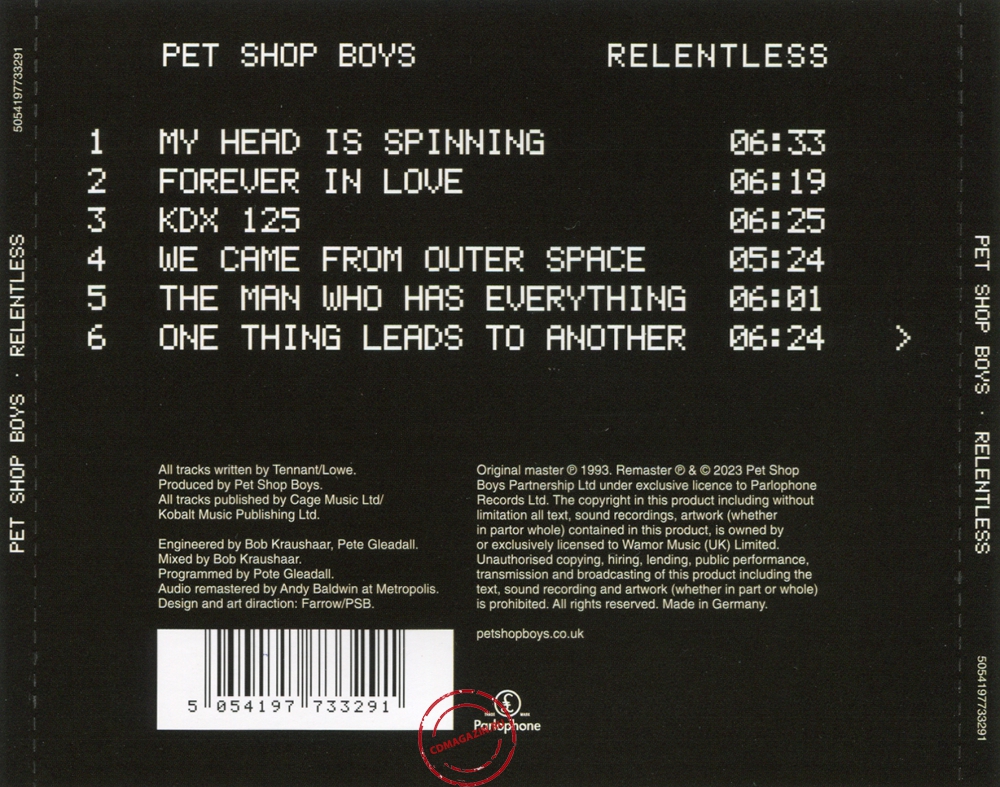 Audio CD: Pet Shop Boys (2023) Relentless Audio CD: Pet Shop Boys (2023) Relentless