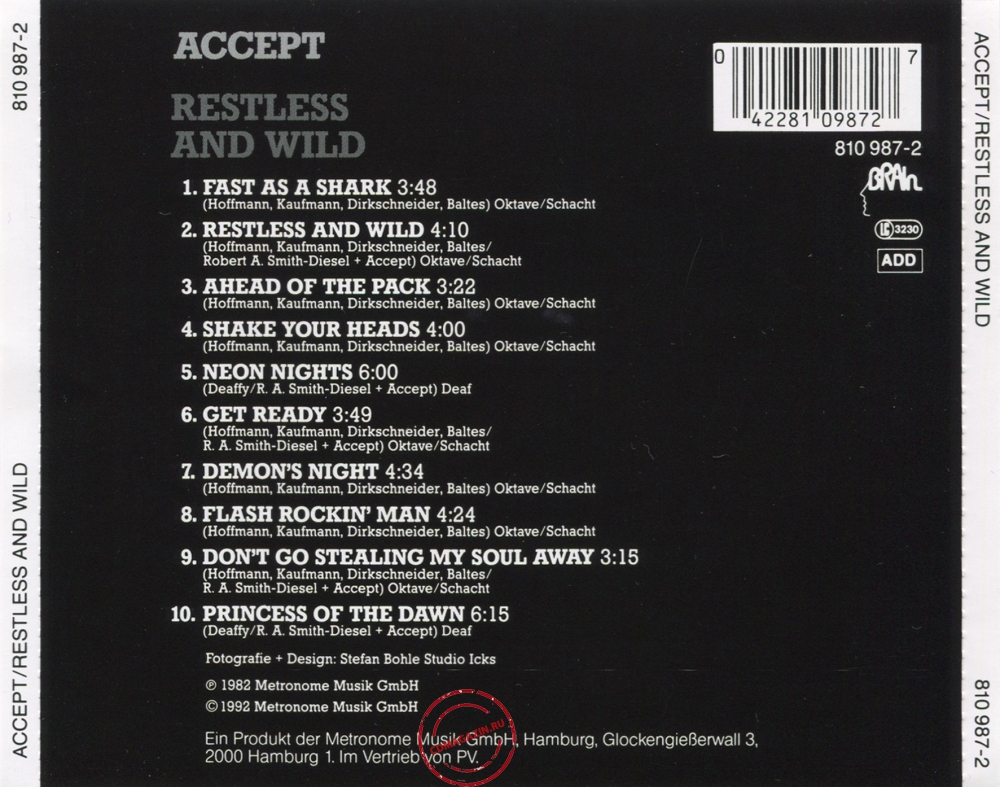Audio CD: Accept (1982) Restless And Wild