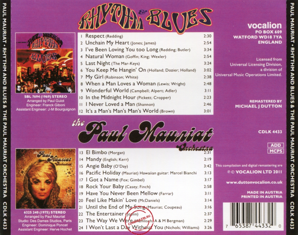 Audio CD: Paul Mauriat (1969) Rhythm And Blues + The Paul Mauriat Orchestra Audio CD: Paul Mauriat (1969) Rhythm And Blues + The Paul Mauriat Orchestra