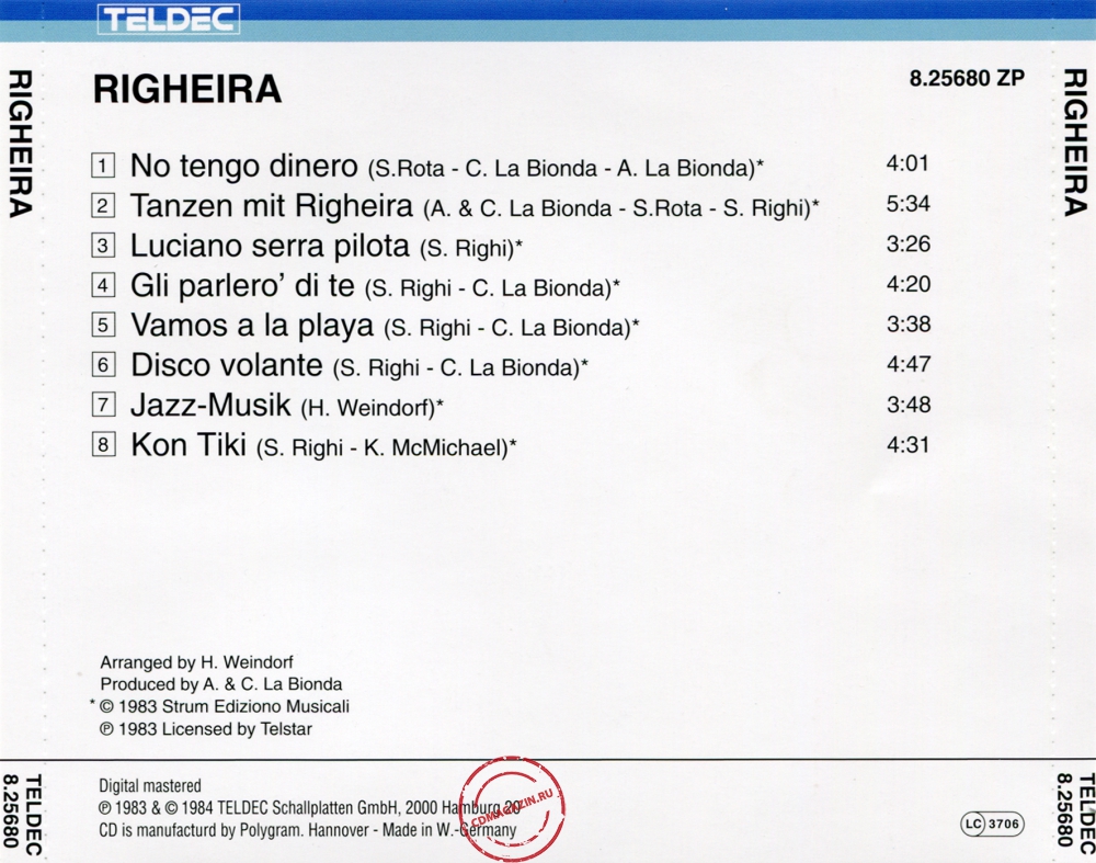 Audio CD: Righeira (1983) Righeira Audio CD: Righeira (1983) Righeira
