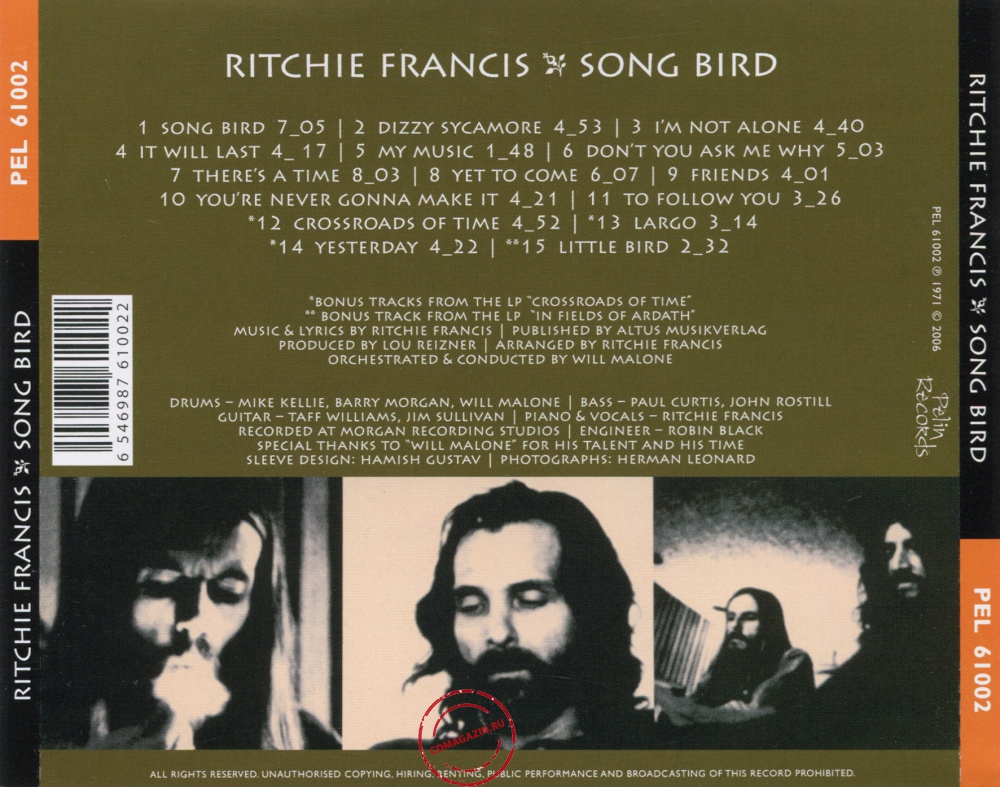 Audio CD: Ritchie Francis (1972) Song Bird Audio CD: Ritchie Francis (1972) Song Bird