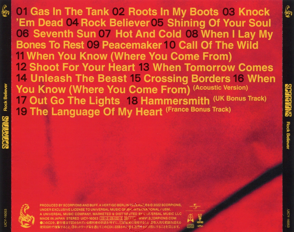 Audio CD: Scorpions (2022) Rock Believer