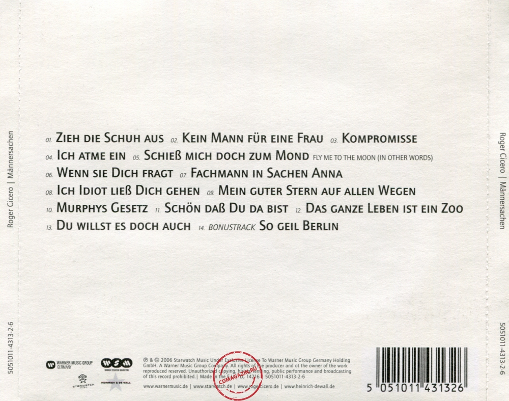 Audio CD: Roger Cicero (2006) Mannersachen