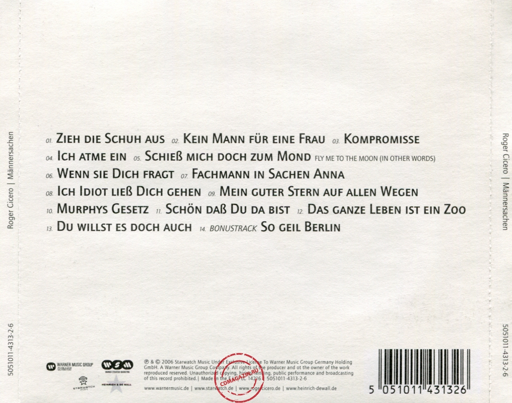 Audio CD: Roger Cicero (2006) Mannersachen Audio CD: Roger Cicero (2006) Mannersachen