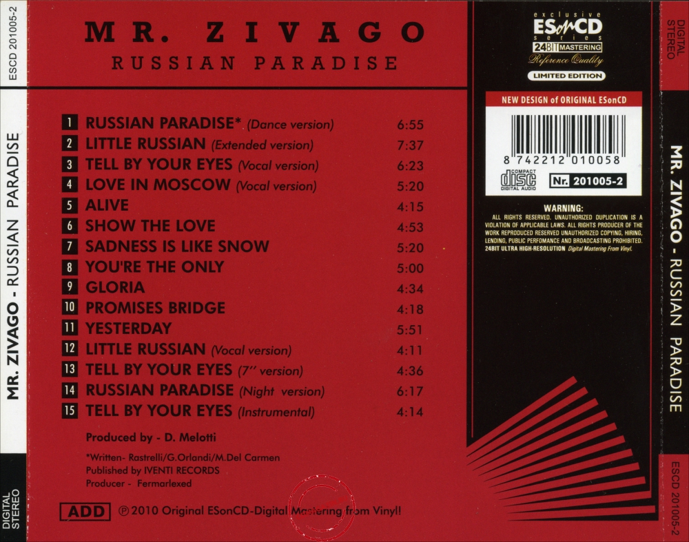 Audio CD: Mr. Zivago (2010) Russian Paradise Audio CD: Mr. Zivago (2010) Russian Paradise