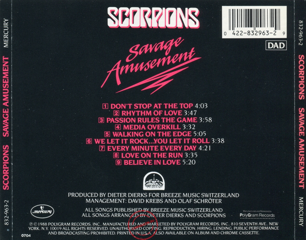 Audio CD: Scorpions (1988) Savage Amusement Audio CD: Scorpions (1988) Savage Amusement