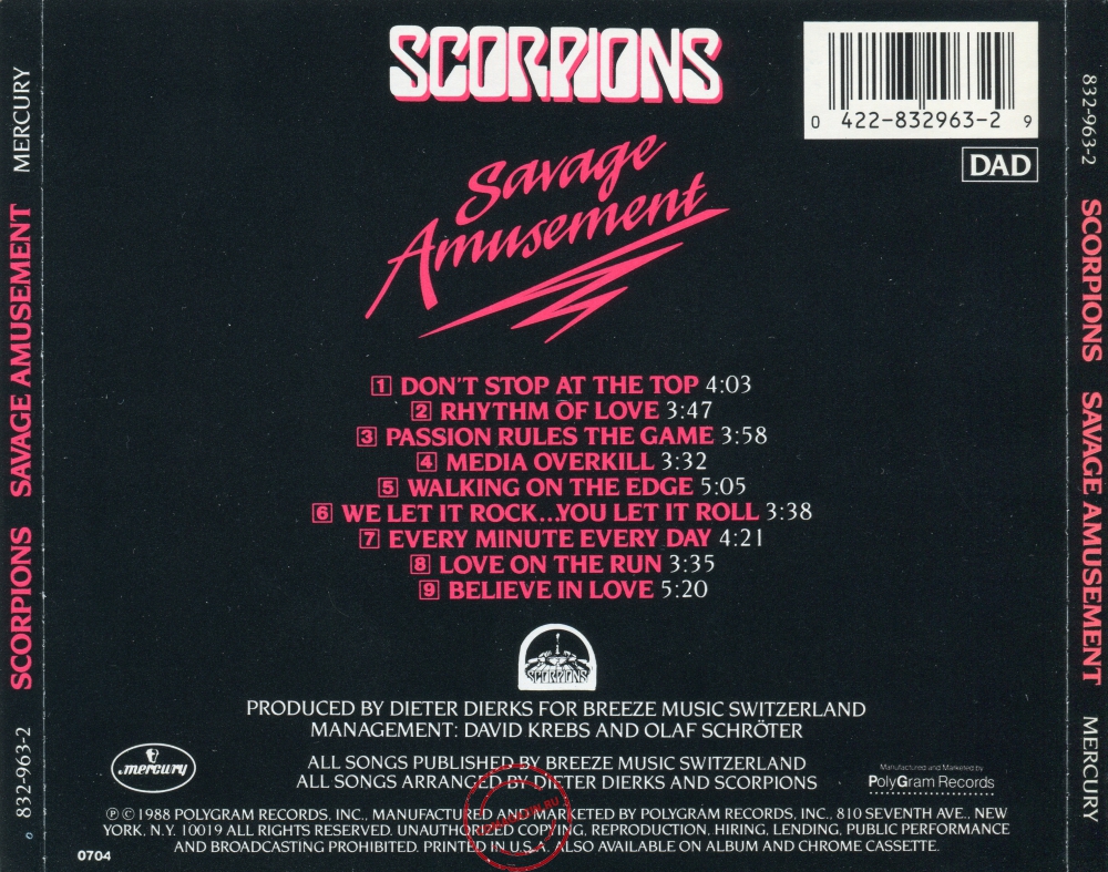 Audio CD: Scorpions (1988) Savage Amusement