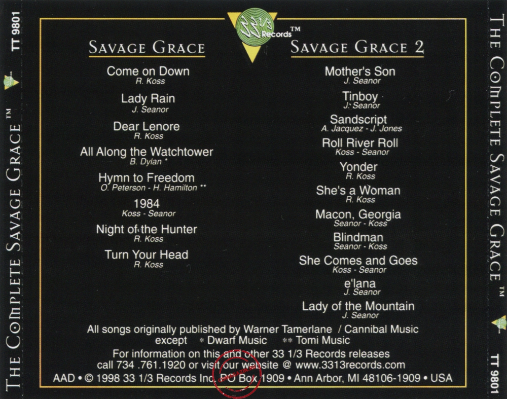 Audio CD: Savage Grace (2) (1970) Savage Grace + Savage Grace 2