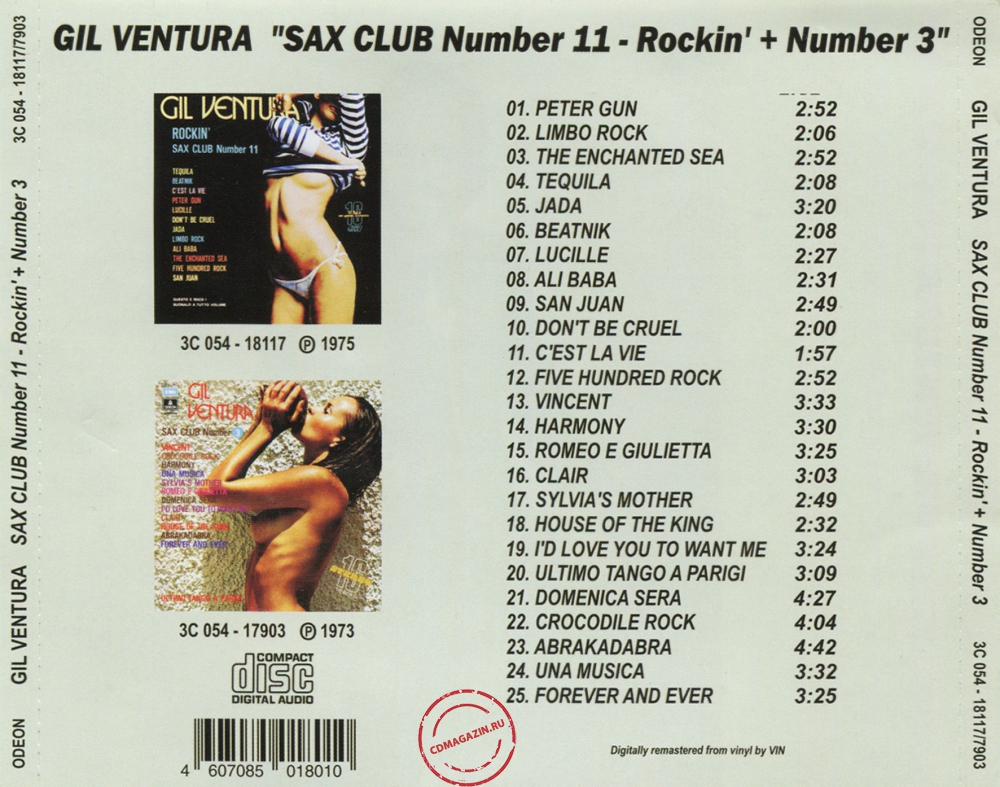 Audio CD: Gil Ventura (1975) Sax Club Number 11 Rockin' + Sax Club Number 3 Audio CD: Gil Ventura (1975) Sax Club Number 11 Rockin' + Sax Club Number 3