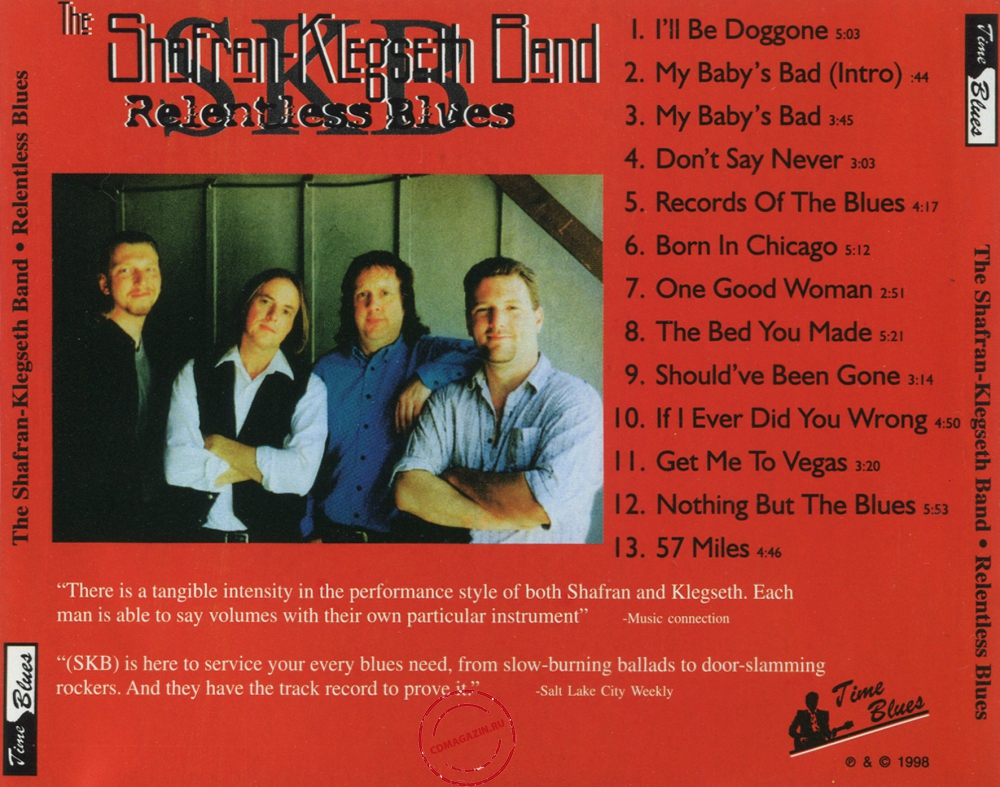 Audio CD: Shafran-Klegseth Band (1998) Relentless Blues