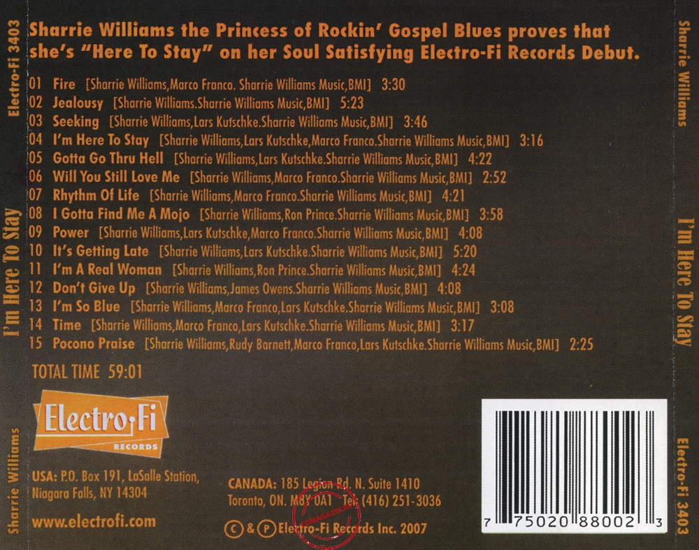 Audio CD: Sharrie Williams (2007) I'm Here To Stay Audio CD: Sharrie Williams (2007) I'm Here To Stay