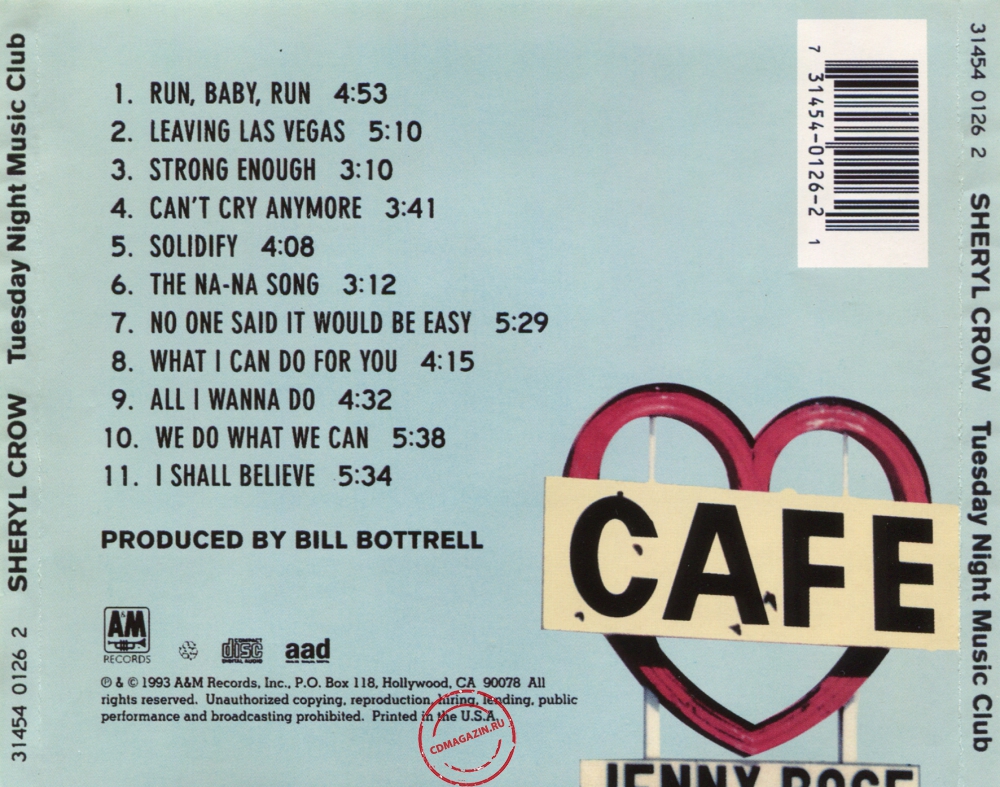 Audio CD: Sheryl Crow (1993) Tuesday Night Music Club Audio CD: Sheryl Crow (1993) Tuesday Night Music Club