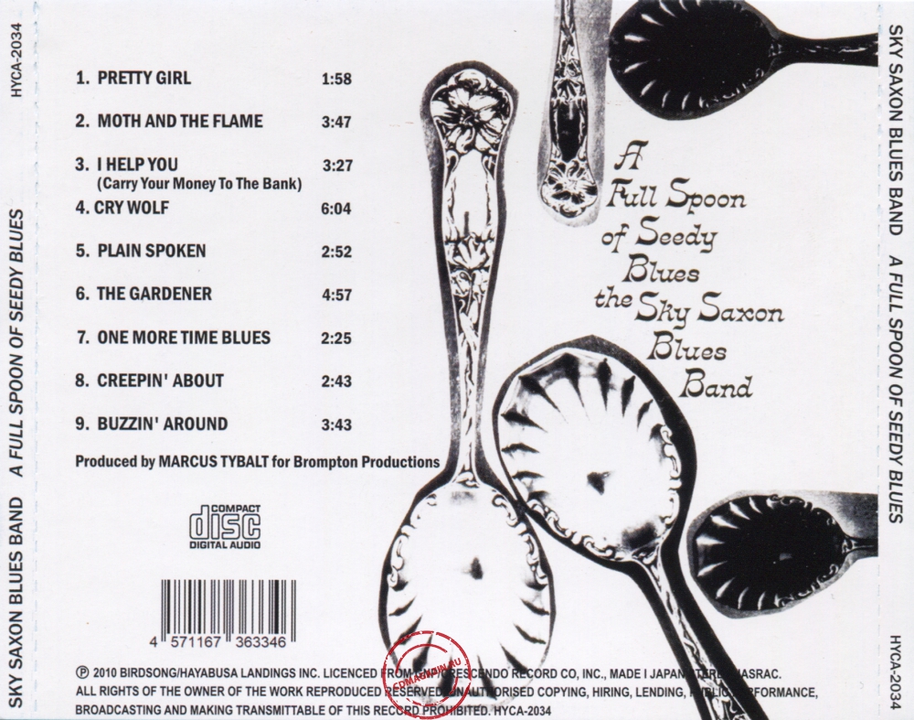 Audio CD: Sky Saxon Blues Band (1967) A Full Spoon Of Seedy Blues