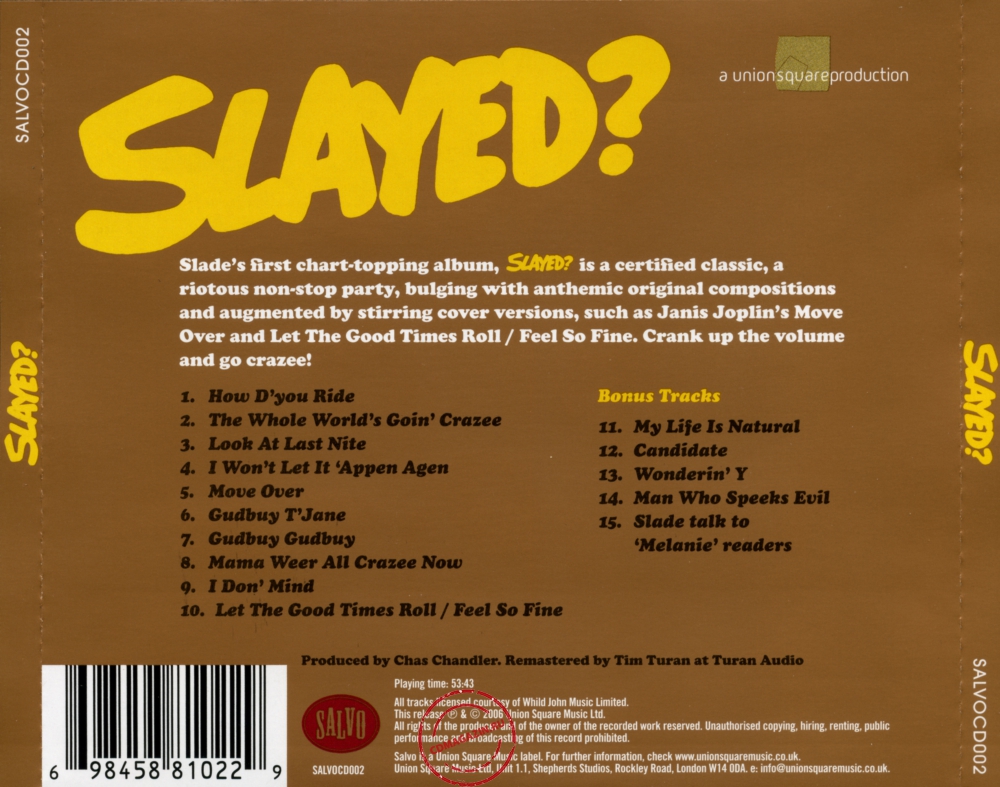 Audio CD: Slade (1972) Slayed?