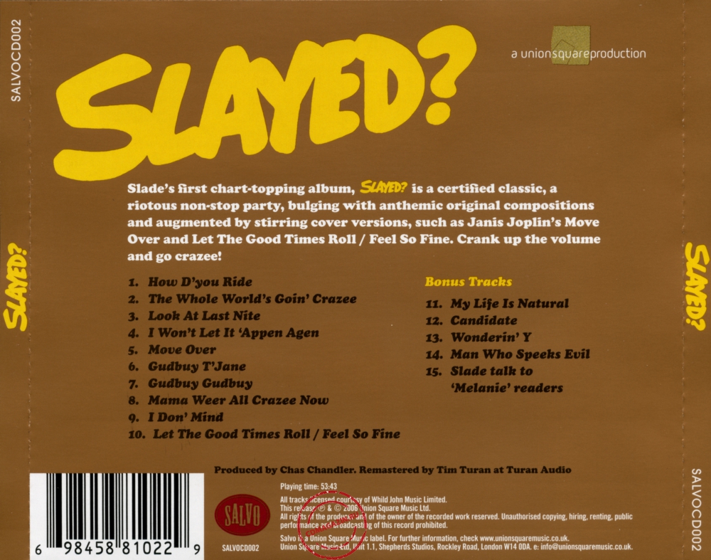 Audio CD: Slade (1972) Slayed? Audio CD: Slade (1972) Slayed?