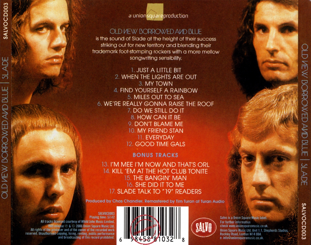 Audio CD: Slade (1974) Old New Borrowed And Blue Audio CD: Slade (1974) Old New Borrowed And Blue