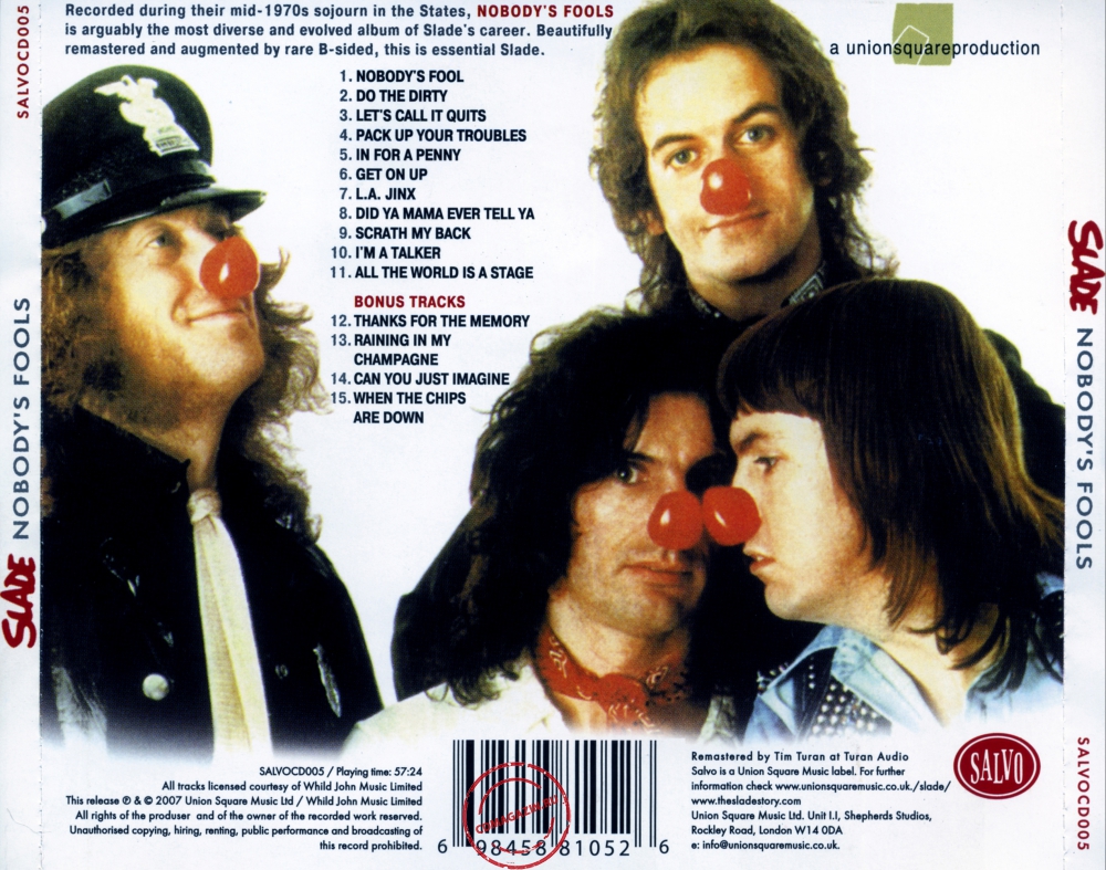 Audio CD: Slade (1976) Nobody's Fools Audio CD: Slade (1976) Nobody's Fools