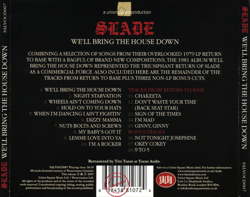 Audio CD: Slade (1981) We'll Bring The House Down