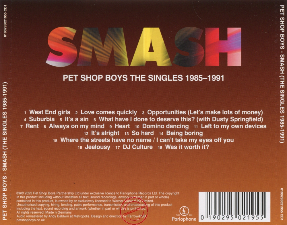 Audio CD: Pet Shop Boys (2023) Smash (The Singles 1985-1991)