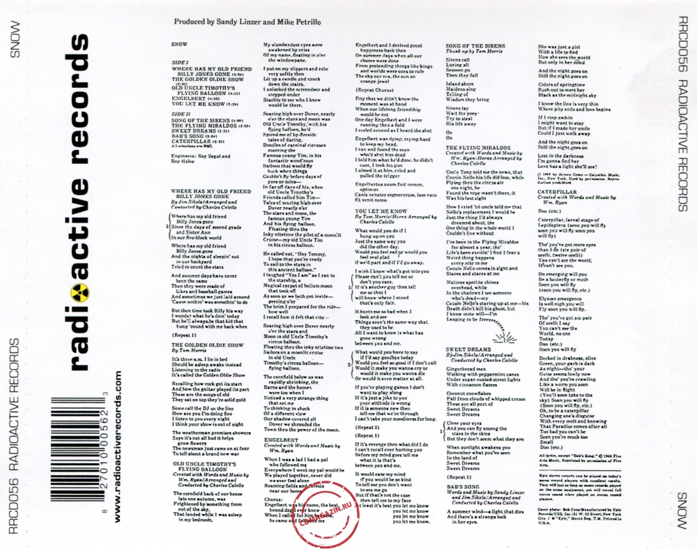Audio CD: Snow (6) (1968) Snow Audio CD: Snow (6) (1968) Snow
